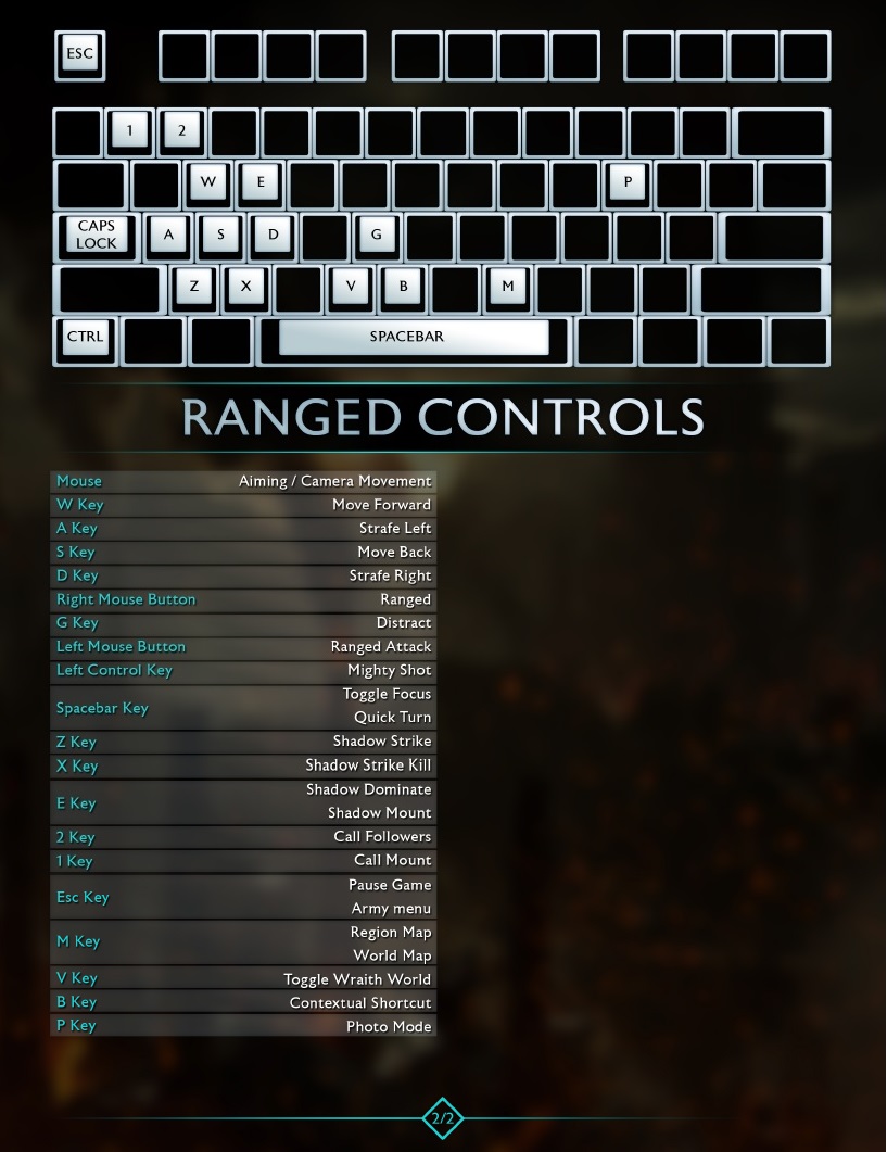 Keyboard And Mouse Controls Middle Earth Shadow Of War Gamepur